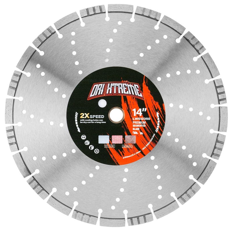 ORIXTREME 14 Inch Laser Welded Diamond Concrete Saw Blade, Combined Segmented General Purpose Blade Dry/Wet Cutting Concrete, Reinforced Concrete, Masonry, Brick, Block,1"-20mm Arbor - Image 1